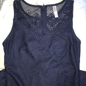 Navy blue lace maxi dress